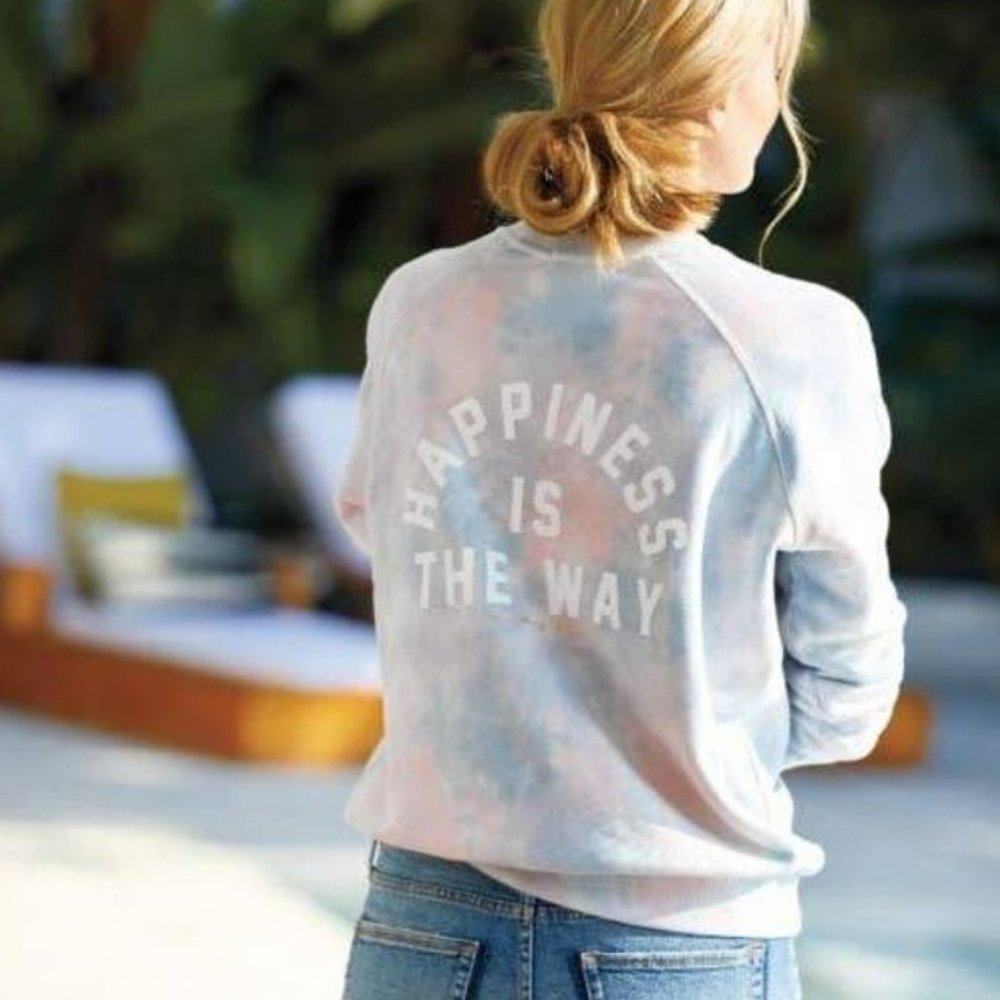 Spiritual Gangster Women's Size Small Tie Dye Happiness Crewneck Sweatshirt